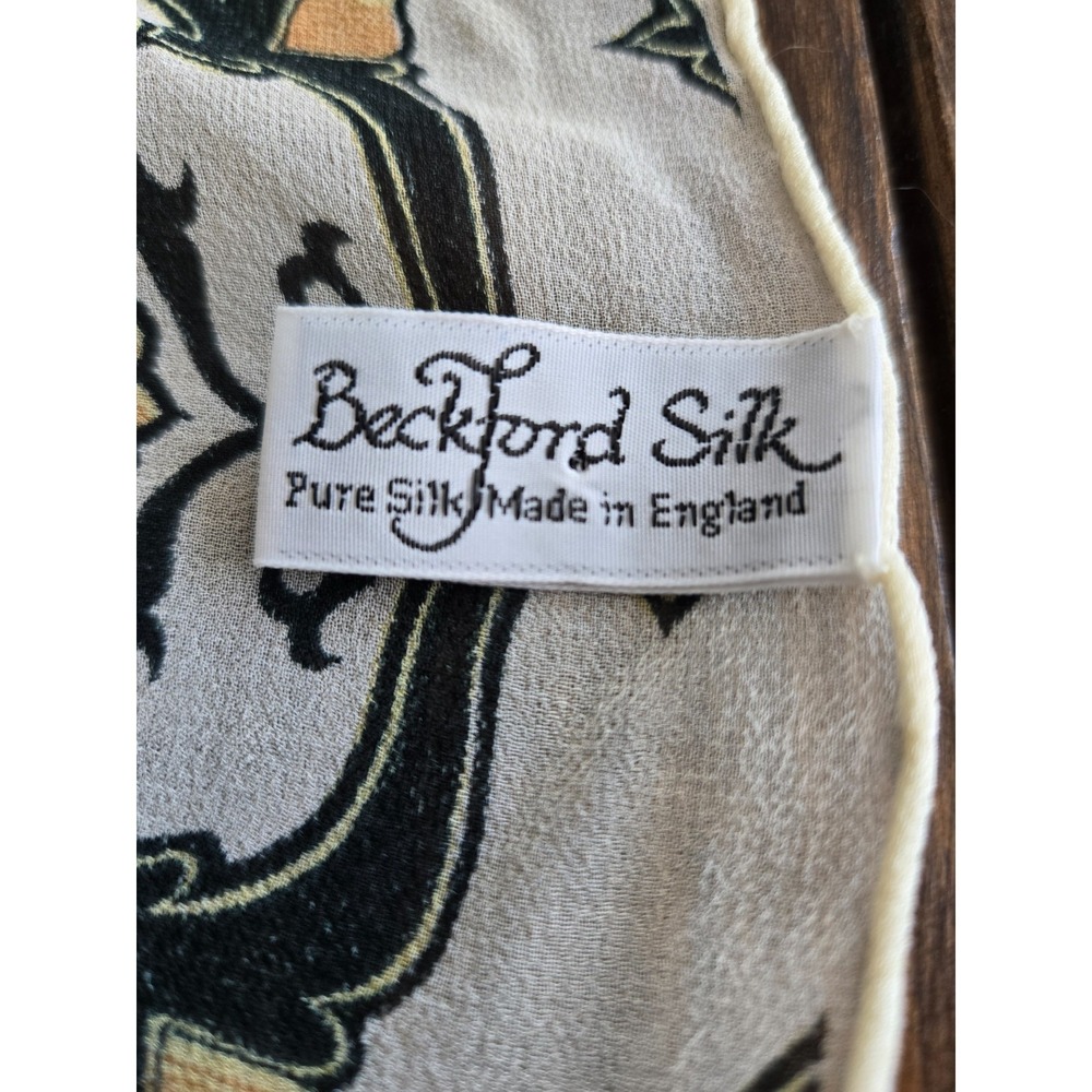 VTG Beckford Silk England Scarf Old Money Baroque Medallion Pure Silk‎ 67"x19" - Picture 5 of 10